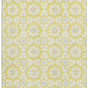 HomeRoots 10' X 14' Yellow Ivory Gray Geometric Washable Area Rug with UV Protection - Stylish & Durable Decor 662073