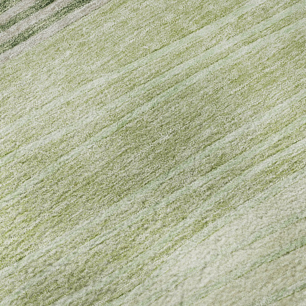 HomeRoots 10' Artichoke Green & Taupe Striped Washable Area Rug with UV Protection for Stylish Spaces 662079