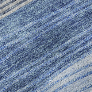 HomeRoots 10' Blue and Gray Striped Washable Area Rug - Durable, UV-Protected, Perfect for High-Traffic Rooms! 662091