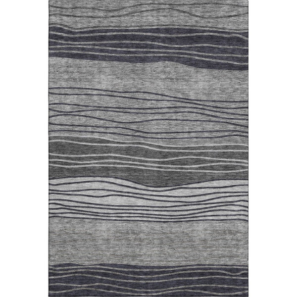 HomeRoots 10' Gray and Silver Striped Washable Area Rug – Durable, Stain-Resistant, UV Protected Elegance! 662097