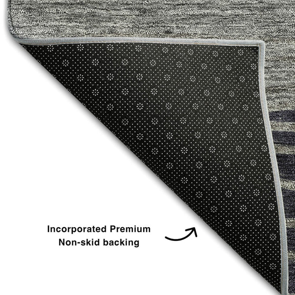 HomeRoots 10' Gray and Silver Striped Washable Area Rug – Durable, Stain-Resistant, UV Protected Elegance! 662097