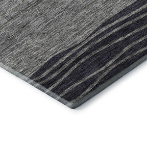 HomeRoots 10' Gray and Silver Striped Washable Area Rug – Durable, Stain-Resistant, UV Protected Elegance! 662097