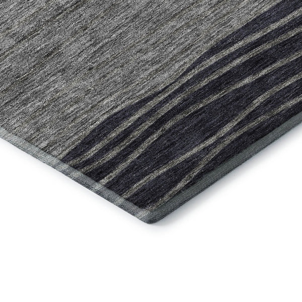 HomeRoots 10' Gray and Silver Striped Washable Area Rug – Durable, Stain-Resistant, UV Protected Elegance! 662097