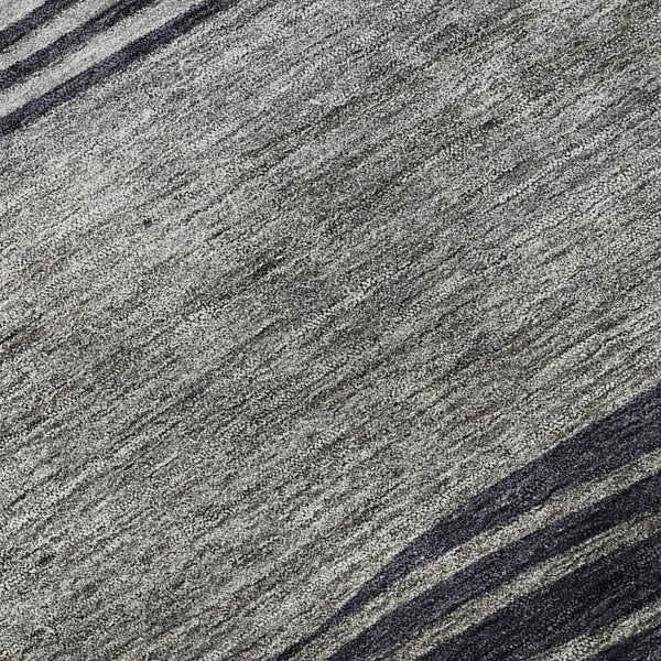 HomeRoots 10' Gray and Silver Striped Washable Area Rug – Durable, Stain-Resistant, UV Protected Elegance! 662097
