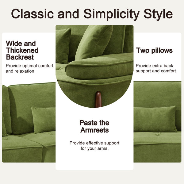 English Elm 103 Luxurious Cloud Velvet Sofa with High-Elastic Sponge Cushion, Deep-Seated Comfort for Living Spaces Green W2290S00009