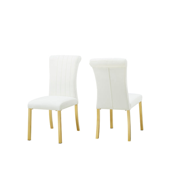 English Elm Contemporary Northall Arm Chair with Sleek Upholstery and Minimalist Profile for Modern Dining Spaces Gold,White 26 L x 19 W x 17 H B2741P404862