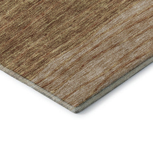 HomeRoots 8' Stylish Terra Cotta, Gray & Beige Striped Round Rug - Washable, UV-Protected, Stain-Resistant! 662118