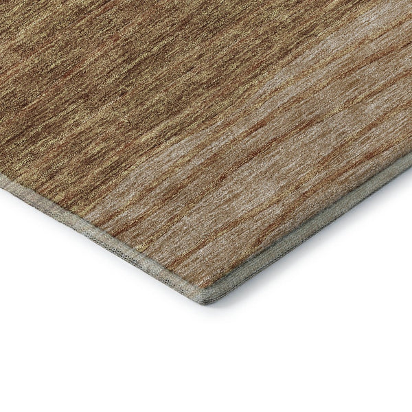 HomeRoots 8' Stylish Terra Cotta, Gray & Beige Striped Round Rug - Washable, UV-Protected, Stain-Resistant! 662118