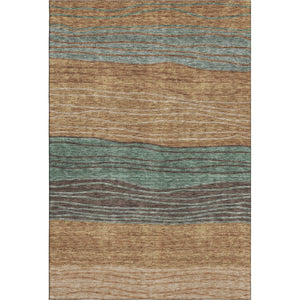HomeRoots 8' X 10' Stylish Terra Cotta Gray Beige Striped Area Rug - Washable, UV-Protected & Stain-Resistant 662119
