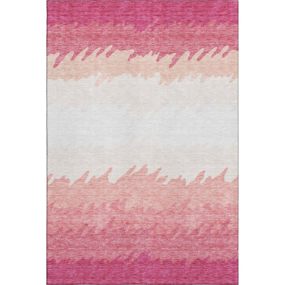 HomeRoots 9' X 12' Blush Ivory Striped Washable Area Rug - Durable, UV-Protected, Stain-Resistant Design! 662132