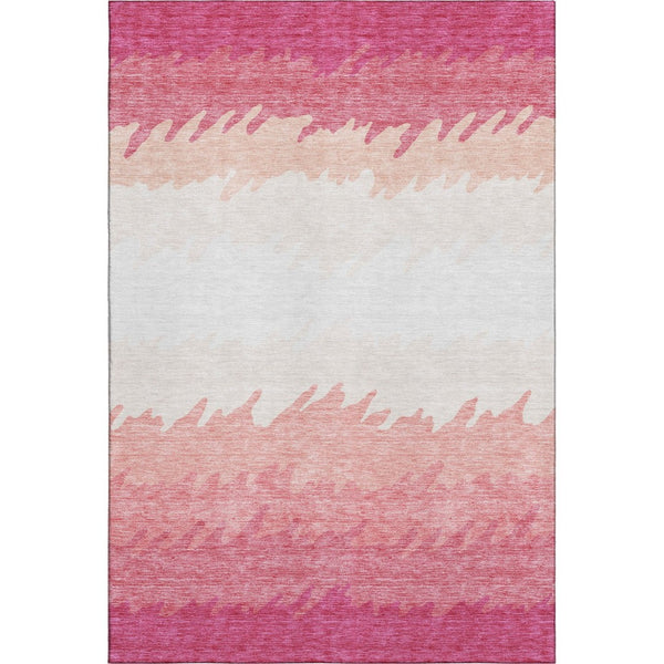 HomeRoots 10' Blush and Ivory Striped Washable Area Rug with UV Protection - Perfect for Family Rooms & Playrooms! 662133