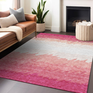 HomeRoots 10' Blush and Ivory Striped Washable Area Rug with UV Protection - Perfect for Family Rooms & Playrooms! 662133