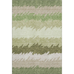 HomeRoots 10' Green and Beige Striped Washable Area Rug - Durable, UV-Protected, Perfect for Family Spaces! 662151