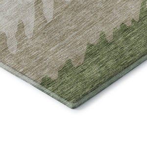 HomeRoots 10' Green and Beige Striped Washable Area Rug - Durable, UV-Protected, Perfect for Family Spaces! 662151