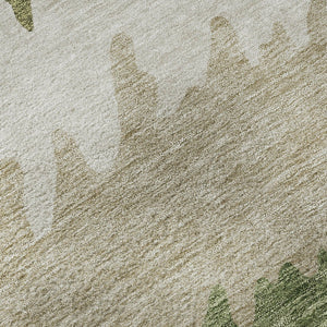 HomeRoots 10' Green and Beige Striped Washable Area Rug - Durable, UV-Protected, Perfect for Family Spaces! 662151