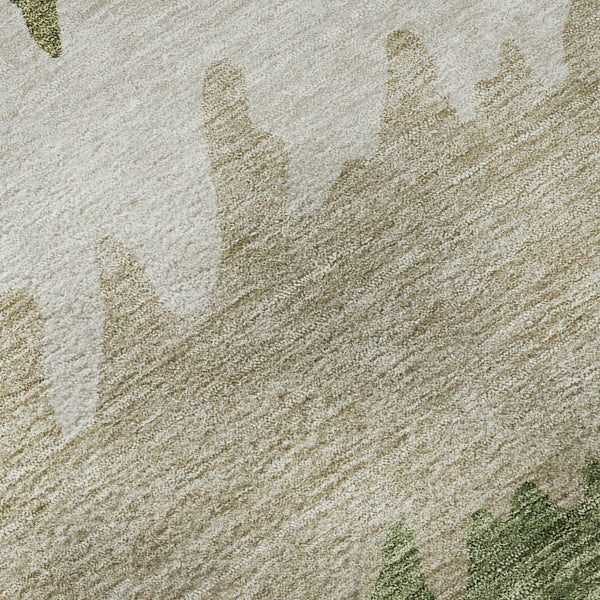 HomeRoots 10' Green and Beige Striped Washable Area Rug - Durable, UV-Protected, Perfect for Family Spaces! 662151