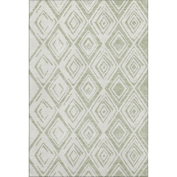HomeRoots 10' Artichoke Green & Ivory Diamond Area Rug - Washable, UV Protected, Stain Resistant for Homes 662187