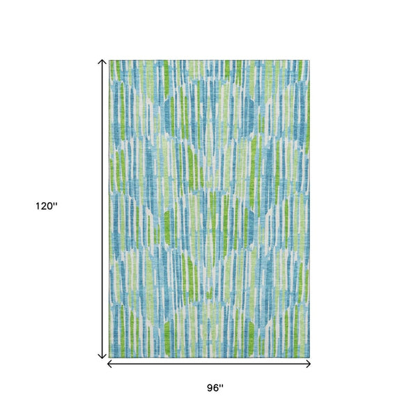 HomeRoots 8' X 10' Contemporary Aqua Green & Ivory Abstract Area Rug - Washable, UV-Protected & Stain-Resistant 662281