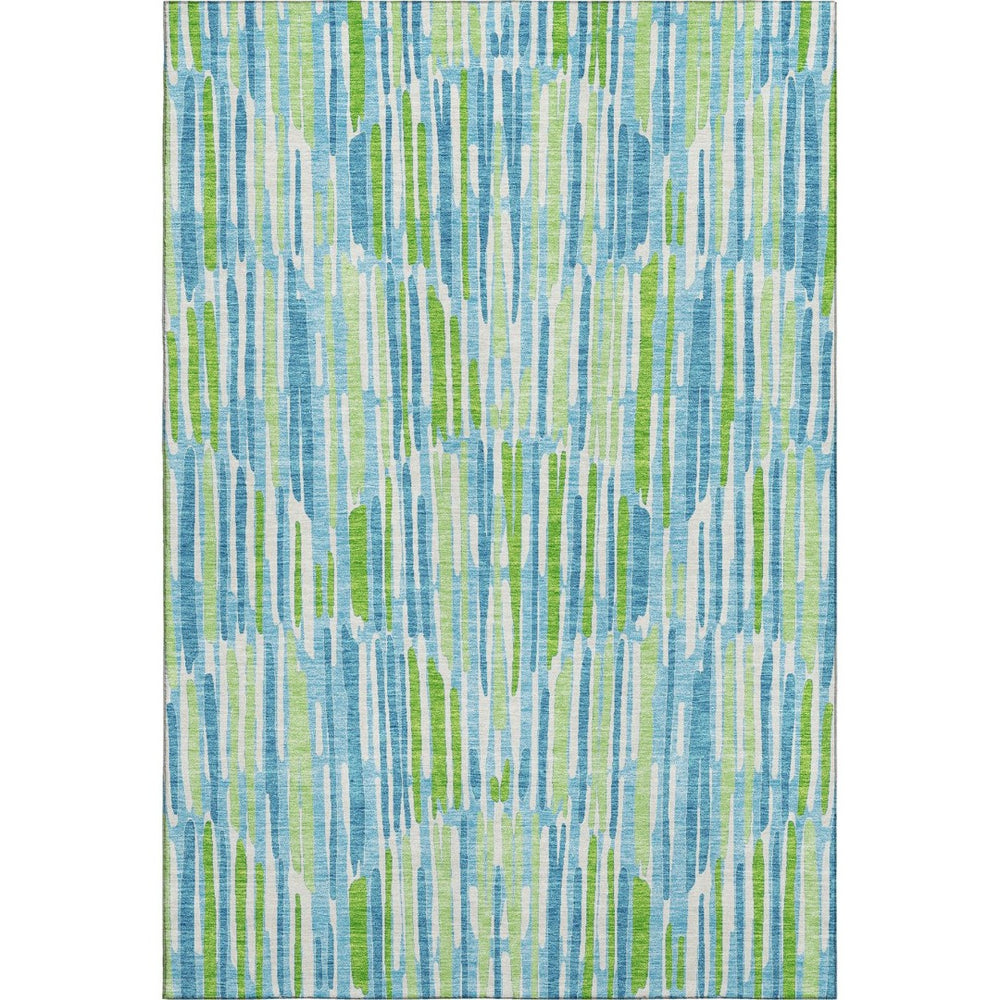 HomeRoots 9' X 12' Aqua Green and Ivory Abstract Area Rug - Washable, UV Protected, Stylish for Homes with Kids 662282