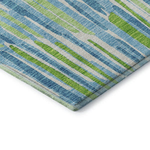 HomeRoots 10' Aqua Green & Ivory Abstract Area Rug - Washable, UV-Protected, Stain-Resistant for High-Traffic Areas 662283