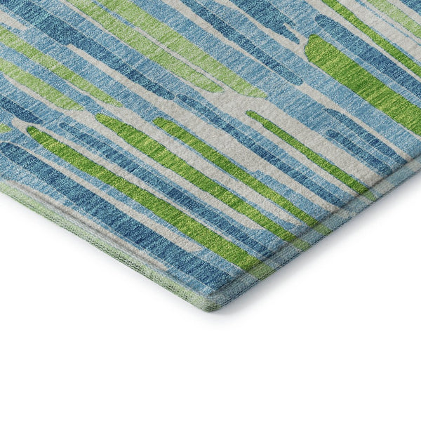 HomeRoots 10' Aqua Green & Ivory Abstract Area Rug - Washable, UV-Protected, Stain-Resistant for High-Traffic Areas 662283
