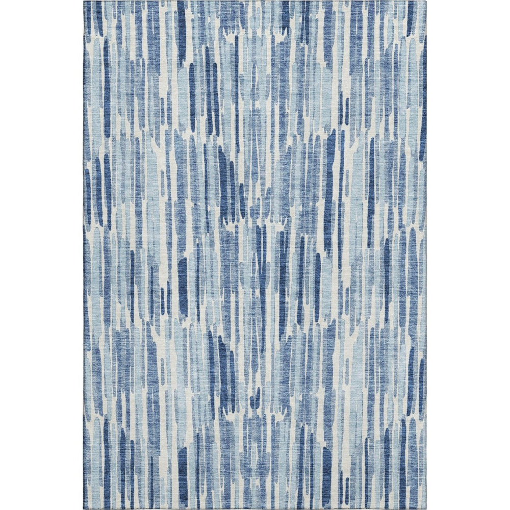 HomeRoots 10' X 14' Blue And Ivory Abstract Area Rug - Washable, UV-Protected, Stylish & Durable for Any Room 662289