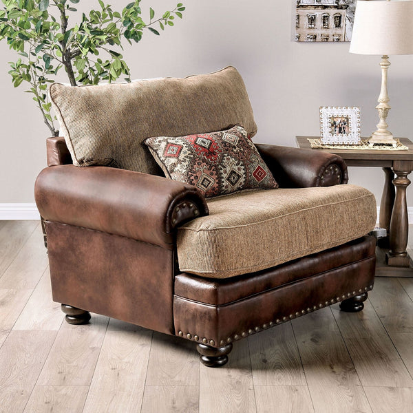 English Elm Transitional High Back Stripe Chair with Rolled Arms for Coastal Comfort and Supportive Seating Appeal Brown,Tan 50 L x 41 W x 41 H B2741P375957