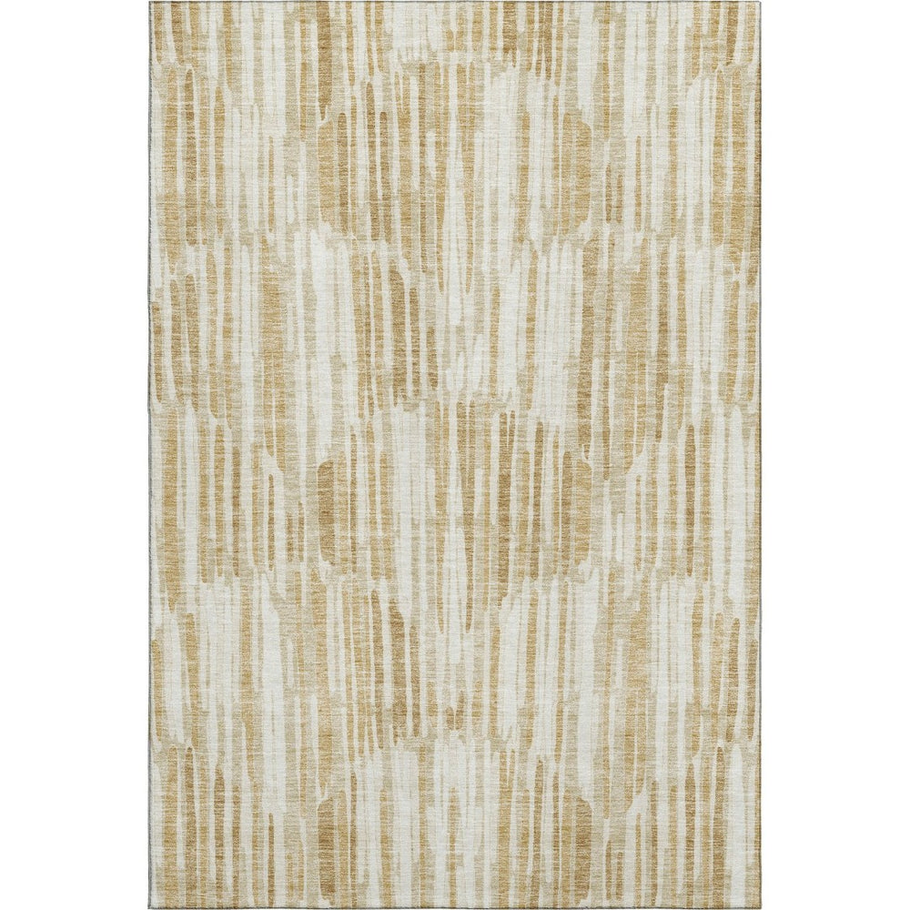 HomeRoots 8' X 10' Elegant Gold Ivory Beige Abstract Area Rug – Stain Resistant, UV Protected & Durable Design 662293