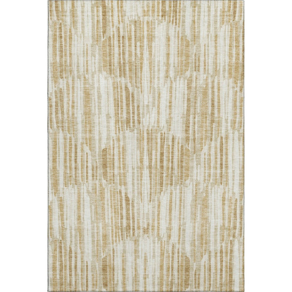 HomeRoots 8' X 10' Elegant Gold Ivory Beige Abstract Area Rug – Stain Resistant, UV Protected & Durable Design 662293