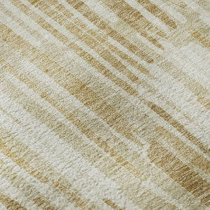 HomeRoots 8' X 10' Elegant Gold Ivory Beige Abstract Area Rug – Stain Resistant, UV Protected & Durable Design 662293