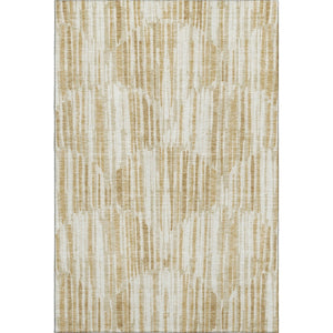 HomeRoots 10' x 14' Gold Ivory Beige Abstract Area Rug - Washable, UV Protected, Perfect for Modern Living Spaces 662295