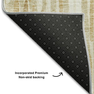 HomeRoots 10' x 14' Gold Ivory Beige Abstract Area Rug - Washable, UV Protected, Perfect for Modern Living Spaces 662295