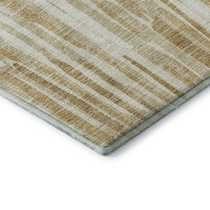 HomeRoots 10' x 14' Gold Ivory Beige Abstract Area Rug - Washable, UV Protected, Perfect for Modern Living Spaces 662295