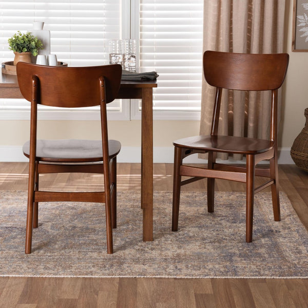 Baxton Studio Baxton Studio Mid-Century Scandinavian Dark Walnut Bent Wood Dining Chair Set of 2 for Modern Homes RT365-CHR
