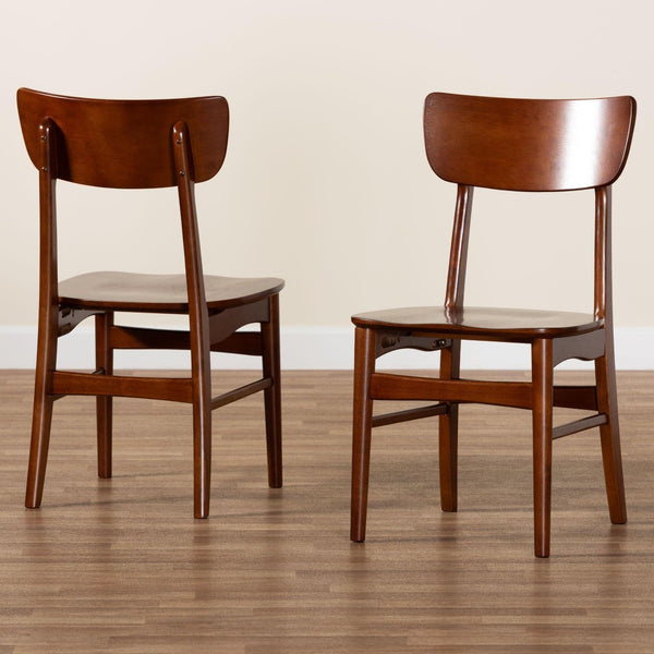 Baxton Studio Baxton Studio Mid-Century Scandinavian Dark Walnut Bent Wood Dining Chair Set of 2 for Modern Homes RT365-CHR