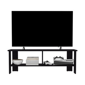 English Elm Tv Stand - Modern Black Engineered Wood Unit With 2 Shelves For Organized Media And Stylish Storage B097P296802-GIGA