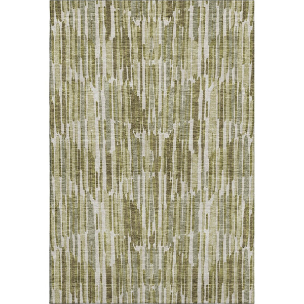 HomeRoots 5' X 8' Washable Olive Green, Brown & Ivory Abstract Area Rug with UV Protection for Busy Homes 662315