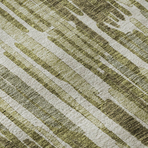 HomeRoots 8' Stylish Olive Green and Brown Abstract Washable Round Rug with UV Protection for Modern Spaces 662316