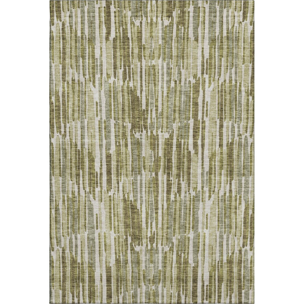 HomeRoots 9' X 12' Olive Green, Brown & Ivory Abstract Area Rug - Washable, UV Protected, Durable Design! 662318