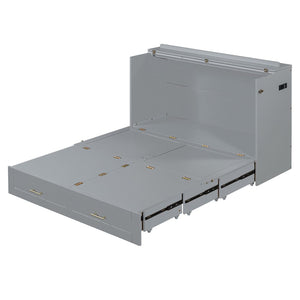 HomeRoots Gray Wood Full Murphy Bed with Built-In Drawers – Stylish Space-Saving Solution for Any Room 662350