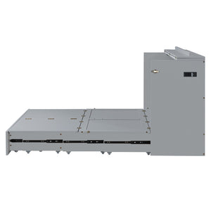 HomeRoots Gray Wood Full Murphy Bed with Built-In Drawers – Stylish Space-Saving Solution for Any Room 662350