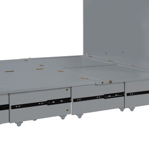 HomeRoots Gray Wood Full Murphy Bed with Built-In Drawers – Stylish Space-Saving Solution for Any Room 662350