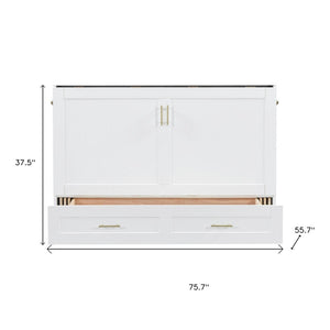 HomeRoots White Wood Full Murphy Bed with Integrated Drawers – Space-Saving Design for Modern Living Spaces 662351