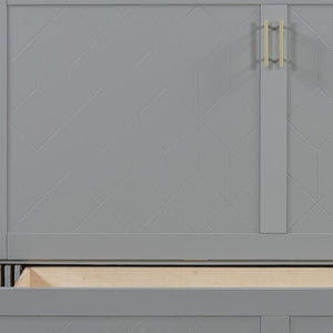 HomeRoots Gray Wood Queen Murphy Bed with Drawers - Stylish, Space-Saving Design for Modern Living Areas! 662352