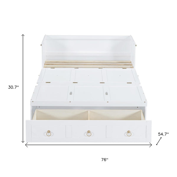 HomeRoots White Wood Full Murphy Bed with Drawers - Stylish, Space-Saving Solution for Guest Rooms & Apartments 662354
