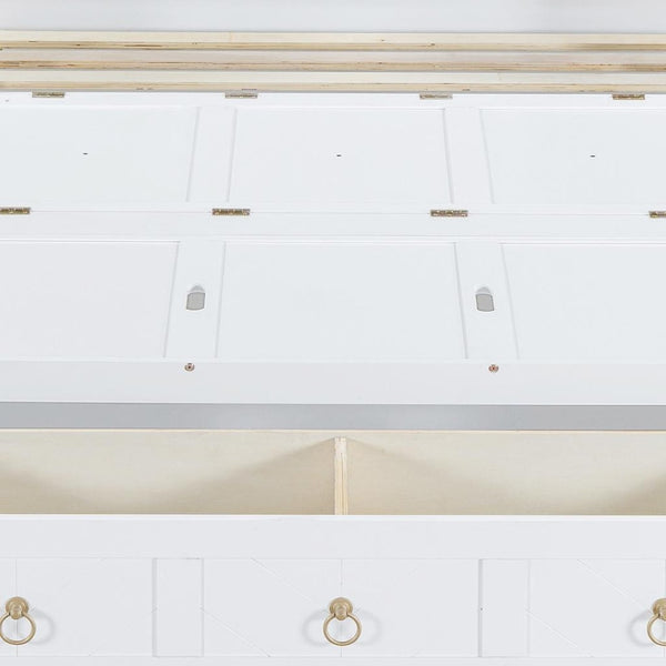 HomeRoots White Wood Full Murphy Bed with Drawers - Stylish, Space-Saving Solution for Guest Rooms & Apartments 662354