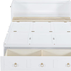 HomeRoots White Wood Full Murphy Bed with Drawers - Stylish, Space-Saving Solution for Guest Rooms & Apartments 662354