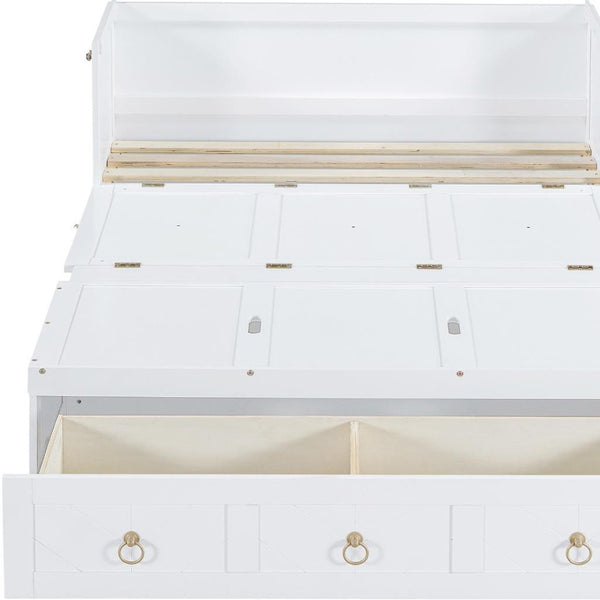 HomeRoots White Wood Full Murphy Bed with Drawers - Stylish, Space-Saving Solution for Guest Rooms & Apartments 662354