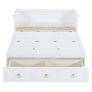 HomeRoots White Wood Full Murphy Bed with Drawers - Stylish, Space-Saving Solution for Guest Rooms & Apartments 662354