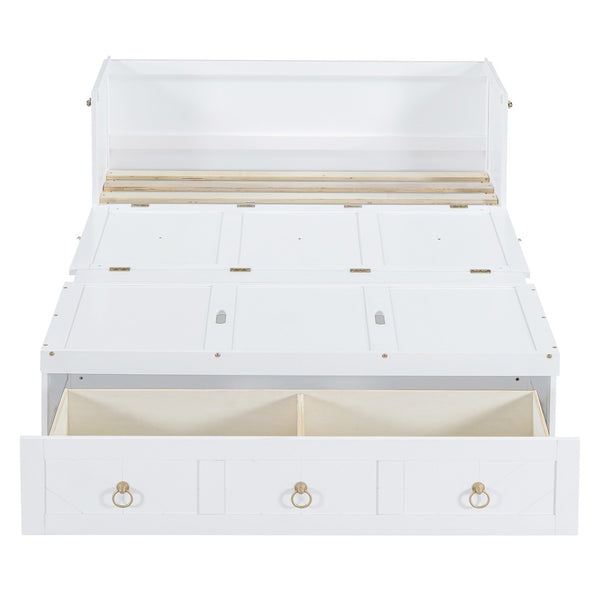 HomeRoots White Wood Full Murphy Bed with Drawers - Stylish, Space-Saving Solution for Guest Rooms & Apartments 662354